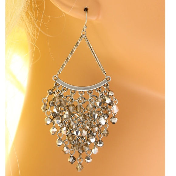 Express Drop-Dangle-Earrings Silver/Gray NWT - Picture 4 of 6